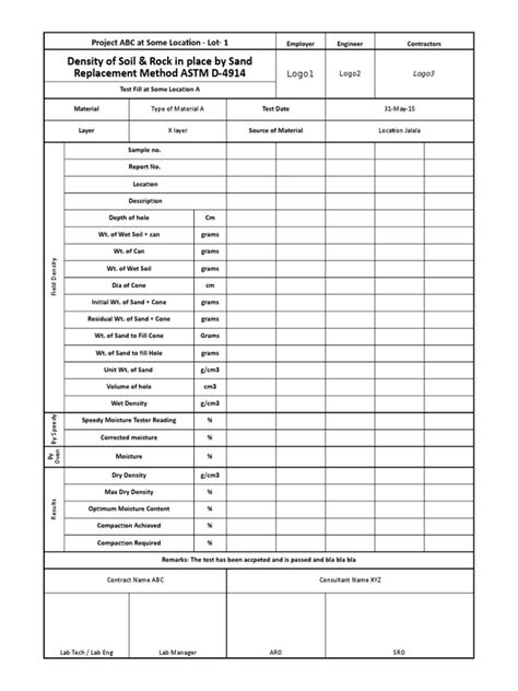 field density test report.